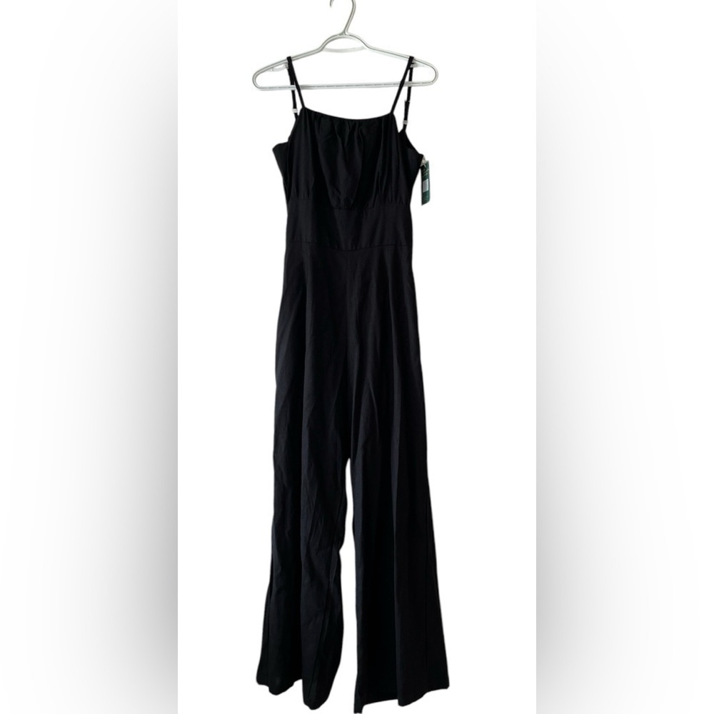 Boral Spaghetti Strap Tied Back Seam Waist Wide Leg Black Jumpsuit Sz Small NWT - Picture 5 of 11